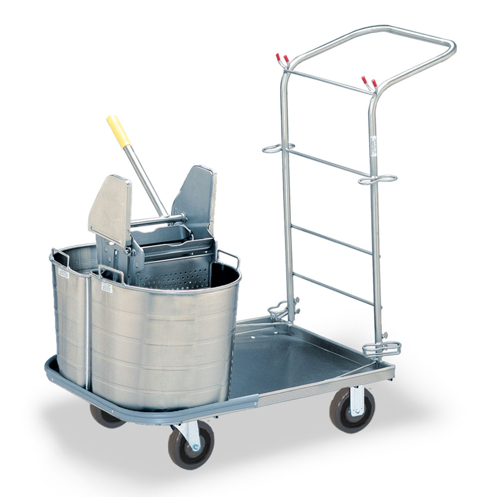 Stainless Double Bucket Utility Cart with Handle
