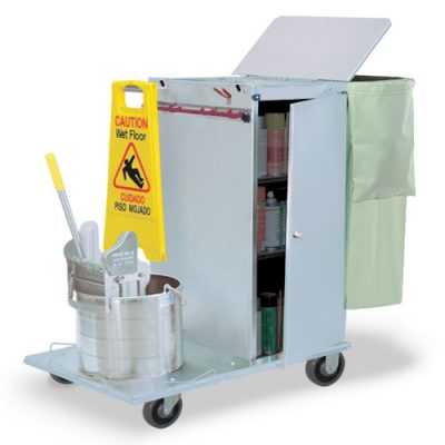 Large Non-Folding Janitorial Cart with Bucket and Wringer