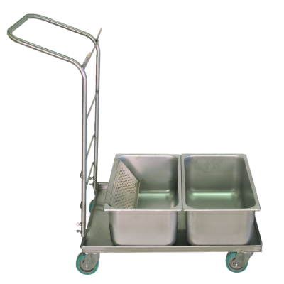 Autoclavable cart with drawn stainless tubs