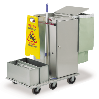 Double Tub and Sieve Microfiber System for Janitor Cart
