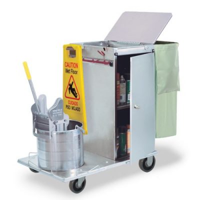 C30-04E Mini Non-Folding Cleaning Cart with Round Mop Bucket
