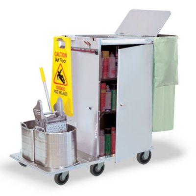 F2436-08E Super-Wide Folding Cleaning Cart with Double Tanks